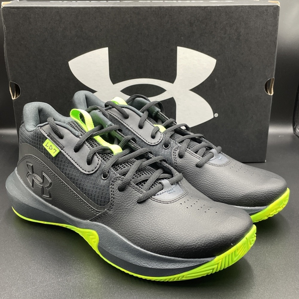 Under Armour Lockdown 7 Shoes Mens Sz 12 Black/Neon‎ Green Sneakers 3028512-006